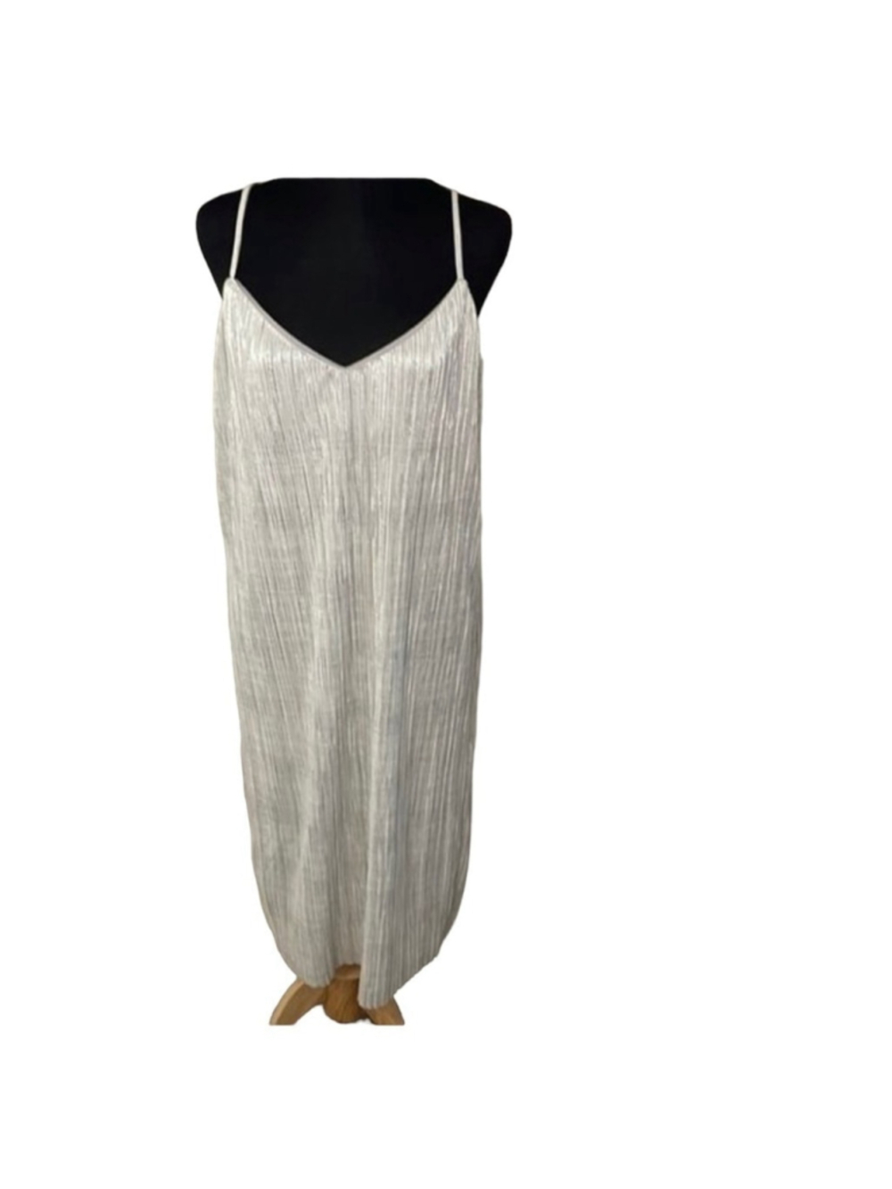 Banana Republic Dress slip dress pleated shiny silver flowy summer party sz sm